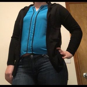 Black cardigan with hood